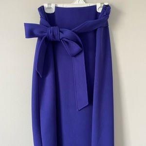 Indigo blue tie midi skirt